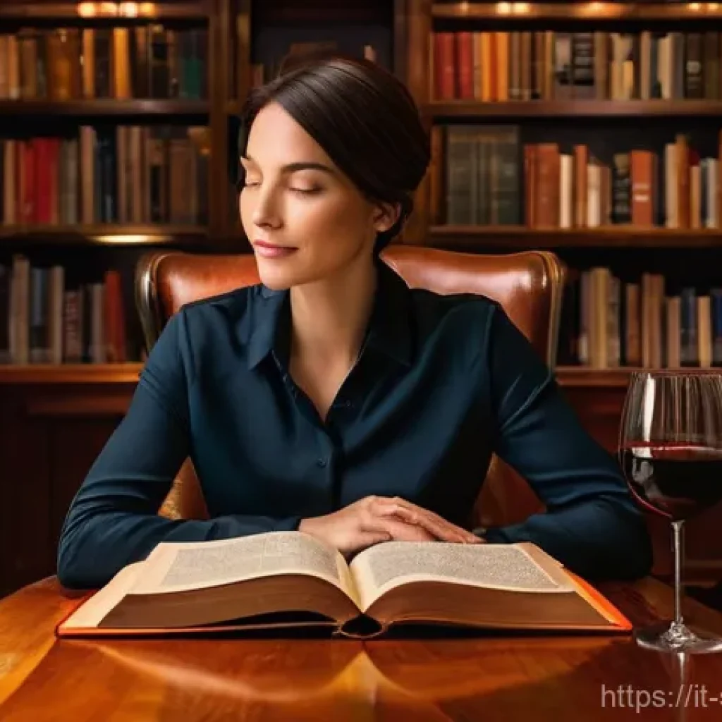 소믈리에의 워라밸 관리 - **Prompt 1: A sommelier's peaceful evening of personal reflection.**
A sophisticated female somm...