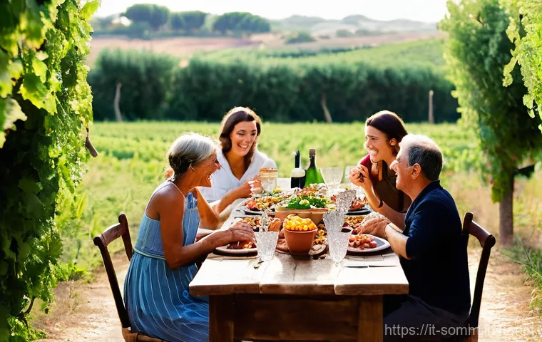 소믈리에가 추천하는 저렴한 와인 - **Prompt 1: Puglian Rustic Dinner**
    "A cozy and inviting outdoor dinner scene set in a tradition...