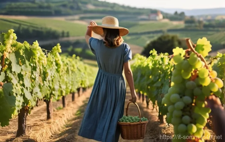 소믈리에 필수 이론 정리 - **Prompt:** "A serene, sun-drenched Italian vineyard at golden hour. Rolling hills of vibrant green ...