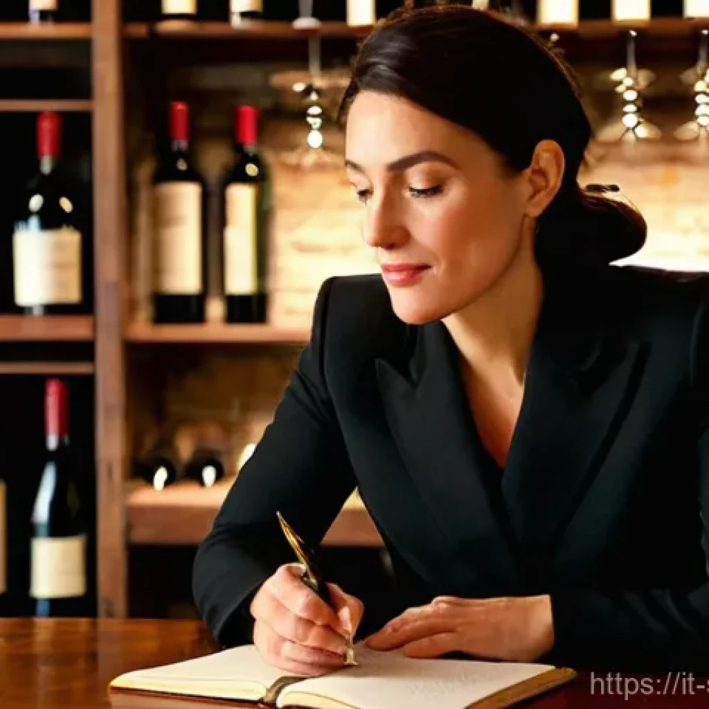 소믈리에 업무 일지 작성법 - **Prompt 1: The Dedicated Sommelier's Journal Entry**
A focused Italian sommelier, a woman in he...