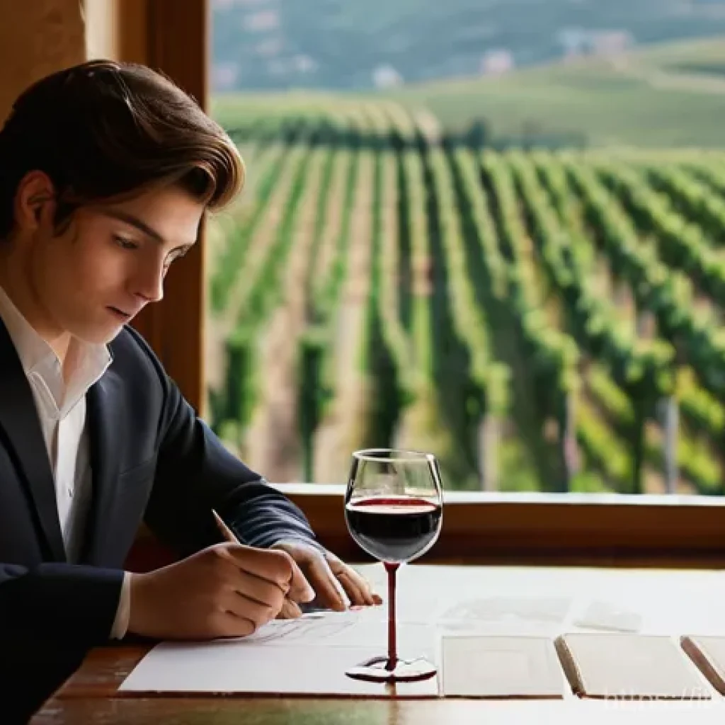 소믈리에 자격증 시험 접수 방법 - **Prompt:** "A dedicated young Italian sommelier student, either male or female, meticulously studie...