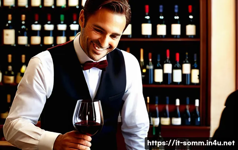 소믈리에 경력자 인터뷰 모음 - **Prompt 1: The Modern Sommelier as a Storyteller and Emotional Guide**
"A stylish, Italian somm...