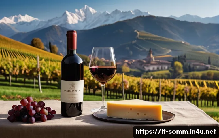 와인 산지별 특성과 맛의 차이 - **Northern Italian Alpine and Vineyard Elegance:**
    "A sophisticated and serene panoramic view en...