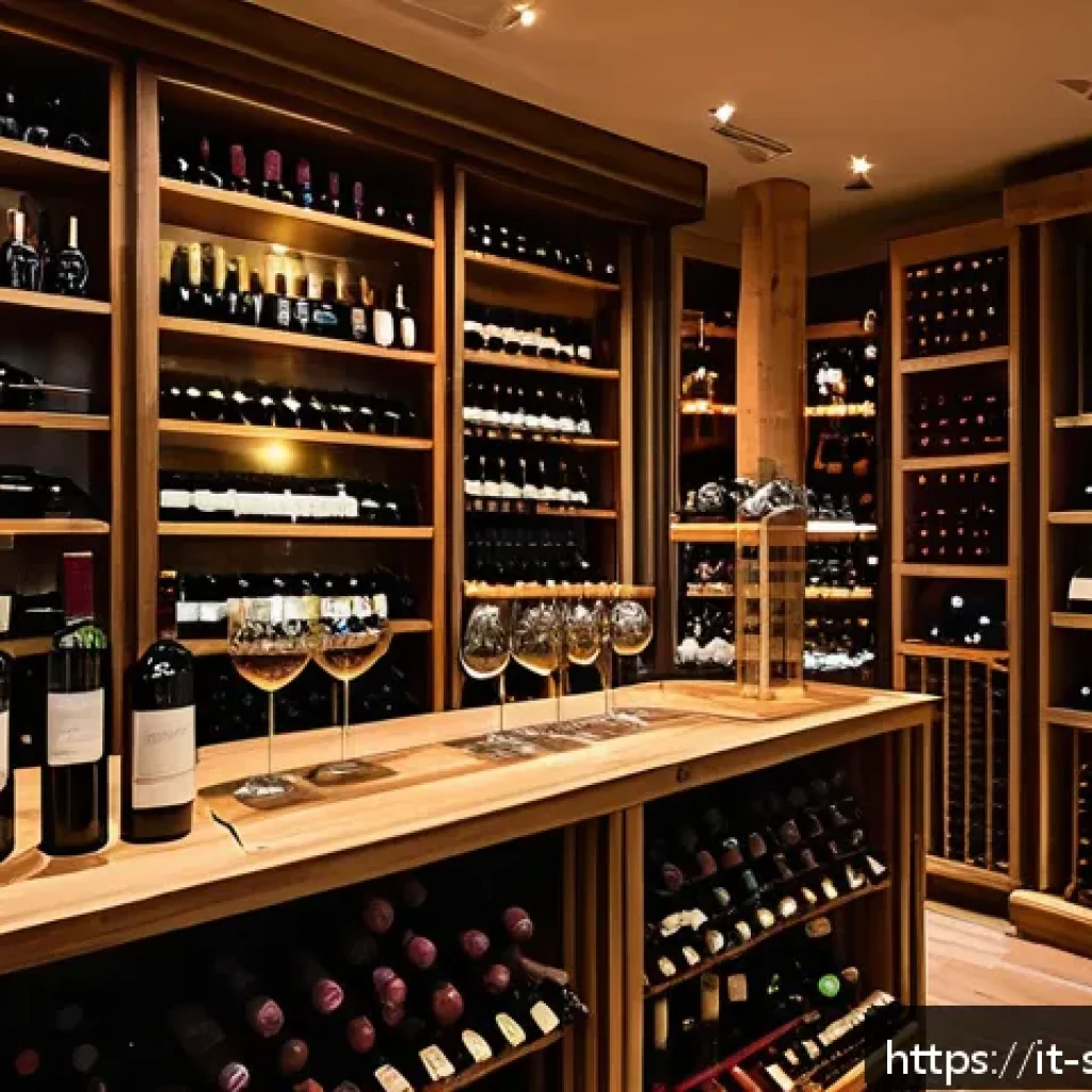 와인 구매 시 주의할 점 - A sophisticated Italian wine shop interior showcasing shelves filled with diverse Italian wines labe...