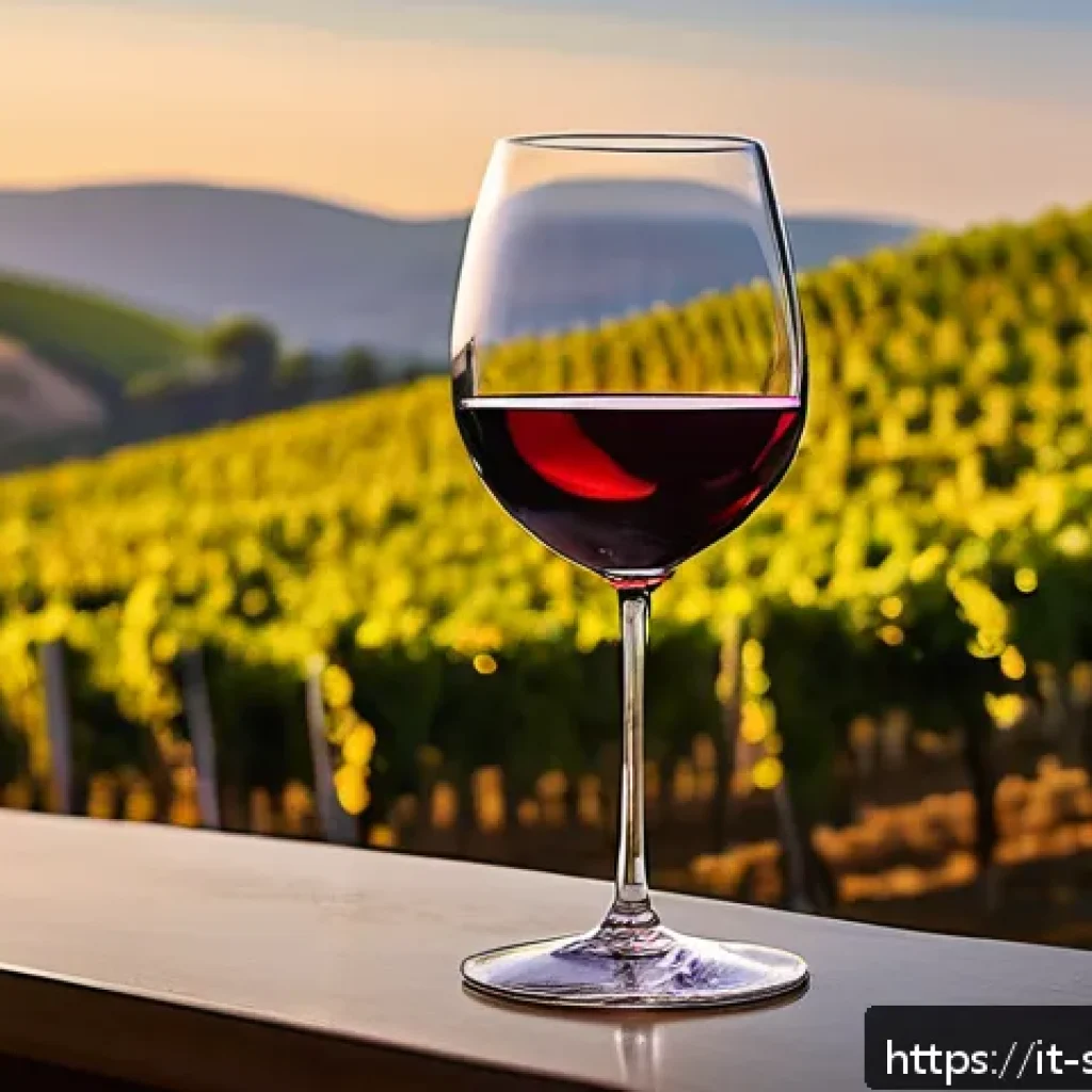 소믈리에가 사용하는 와인 용어집 - A sophisticated wine tasting scene set in an elegant Italian vineyard terrace during golden hour, fe...