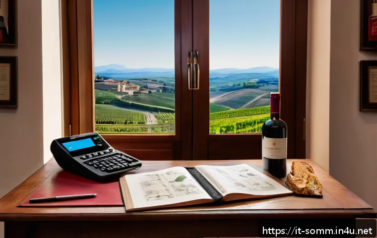소믈리에 시험 준비 전략 세우기 - A cozy study room with an Italian sommelier candidate sitting at a wooden desk covered with colorful...